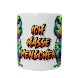 Grimmiger Frosch Keramik-Tasse – „Ich hasse Menschen“ (330 ml)