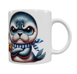 Frecher Seelöwe Keramik-Tasse – „Ich hasse Menschen“ (330 ml)