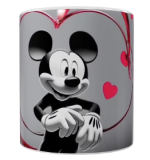 Mickey Mouse Keramik-Tasse – Grau/Rot (330 ml)