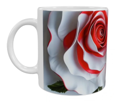 Keramik-Tasse – Rote & Weiße Rosen (330 ml)