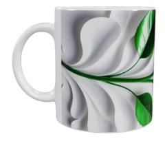 Keramik-Tasse mit Rosen- und Blättermotiv – 330 ml