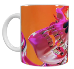 Futuristische Keramik-Tasse – Neon-Schädel Design (330 ml)