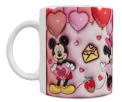 Mickey und Minnie Valentinstag Keramik-Tasse – Rosa (330 ml)
