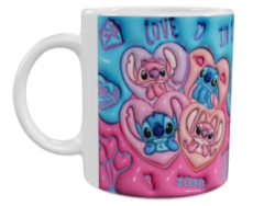 Stitch Valentinstag Keramik-Tasse – Rosa und Blau (330 ml)