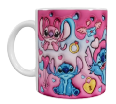 Stitch & Angel Keramik-Tasse – Pink (330 ml)