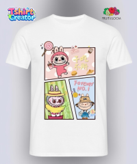 Fruit of the Loom T-Shirt – Weiß mit Labubu-Motiv (Größe XL)