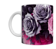 Blumen Keramik-Tasse – Rosenmotiv (330 ml)