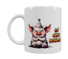 Wütendes Party-Schwein Keramik-Tasse – „ICH HASSE MENSCHEN“ (330 ml)