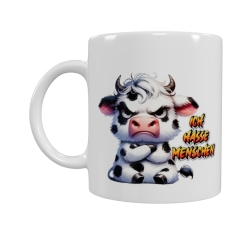 Grimmige Kuh Keramik-Tasse – „ICH HASSE MENSCHEN“ (330 ml)
