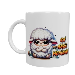 Grummeliges Schaf Keramik-Tasse – „Ich hasse Menschen“ (330 ml)