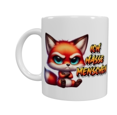 Frecher Fuchs Keramik-Tasse – „Ich hasse Menschen“ (330 ml)