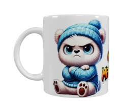 Grimmiger Bär mit Mütze – „Ich hasse Menschen“ Keramik-Tasse (330 ml)