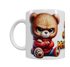 Grimmiger Teddy Keramik-Tasse – „Ich hasse Menschen“ (330 ml)