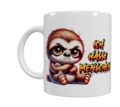 Grummel-Faultier Keramik-Tasse – „ICH HASSE MENSCHEN“ (330 ml)