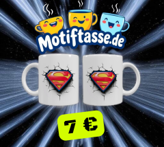 Superheld 3D Optik Keramik-Tasse – Weiß (330 ml)