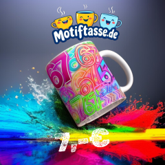 67 Keramik-Tasse – Buntes Neon-Motiv (330 ml)