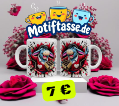Esel Keramik-Tasse – Valentinsdesign (330 ml)
