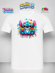 Stitch Farbexplosion T-Shirt – Buntes Graffiti Design