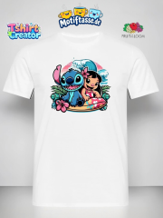 Lilo & Stitch Surfing Motiv T-Shirt – Sommerliches Cartoon-Design