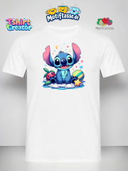 Süßes Stitch Motiv T-Shirt – Fröhlicher Alien auf Sommermotiv