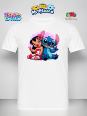 Lilo & Stitch T-Shirt – Süßes Duo mit Blumenmotiv