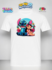 Lilo & Stitch T-Shirt – Süßes Duo mit Blumenmotiv