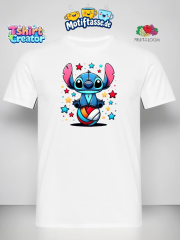 Stitch T-Shirt – Süßer Alien mit Herz & bunten Sternen