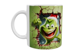 Weihnachts-Keramik-Tasse – Lustiges grünes Motiv (330 ml)