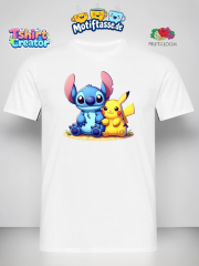 Niedliches Duo-Motiv T-Shirt – Stitch & gelber Freund