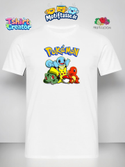 Pokémon T-Shirt – Starter-Quartett mit Pikachu, Glumanda, Bisasam & Schiggy