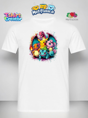 Pokémon Starter-Team T-Shirt – Pikachu & Freunde im Farb-Splash Design