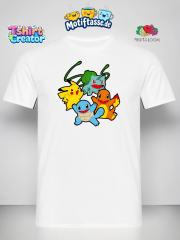 Pokémon Starter T-Shirt – Pikachu, Glumanda, Schiggy & Bisasam