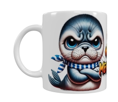 Frecher Seelöwe Keramik-Tasse – „Ich hasse Menschen“ (330 ml)
