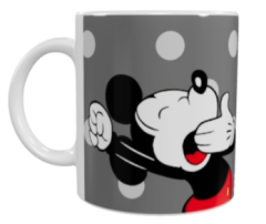Mickey Mouse Keramik-Tasse – Grau/Rot (330 ml)